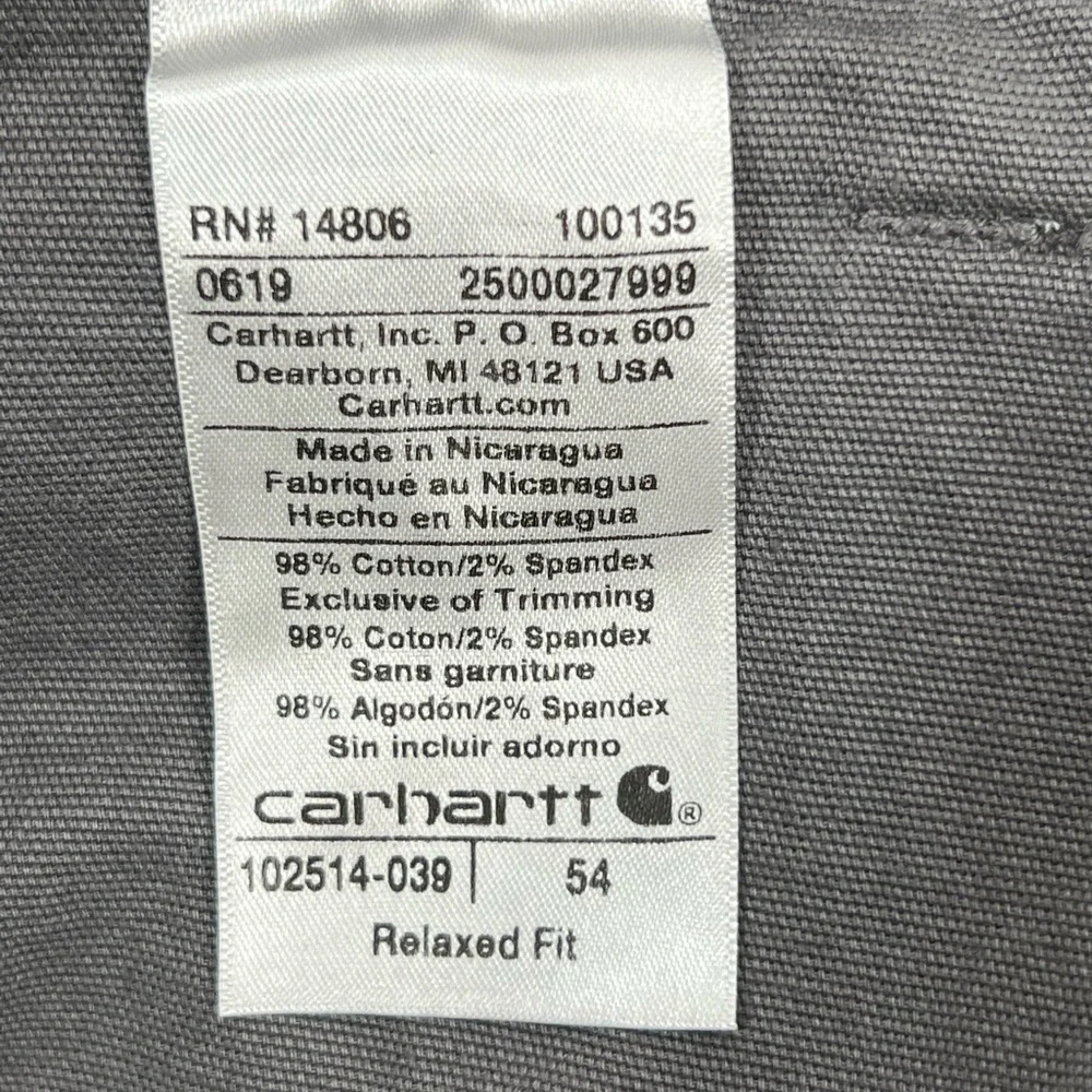 Carhartt Men's Rugged Flex Relaxed Fit Canvas‎ Work Short Gray Size 54 NWT/NEW